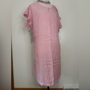 Beach Luch Lounge Red and White Striped ruffle sleeve Dress size xl